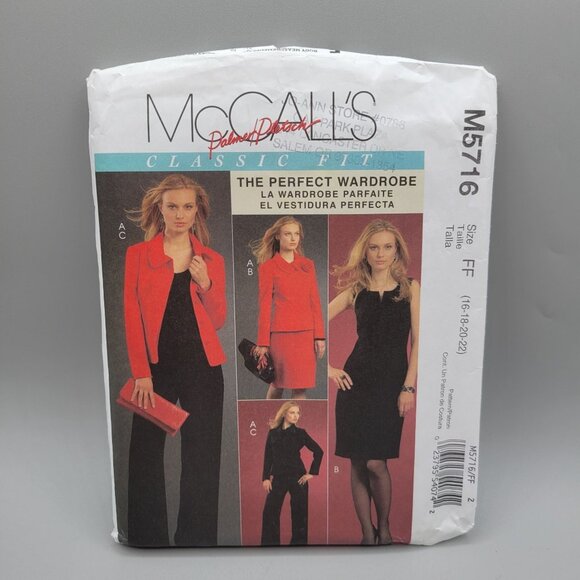 McCalls M5716 Sewing Pattern Misses Lined Jacket Dress Top Pant Size 16-22 UNCUT - Picture 1 of 5